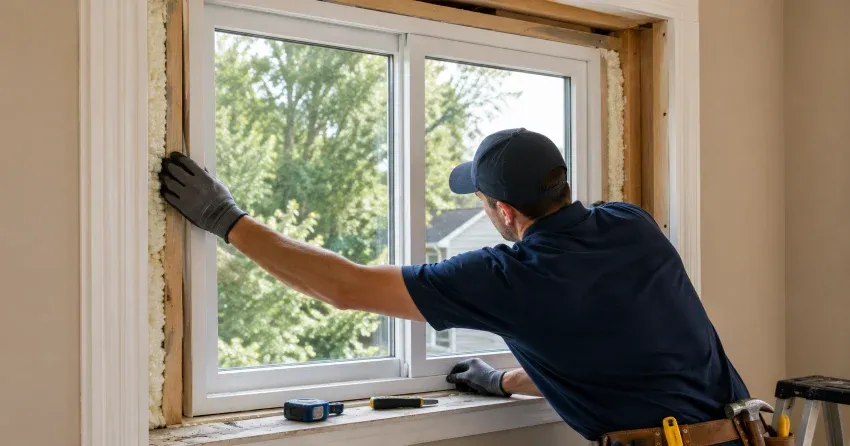 close-up of Low-E glass coating on an insulated window Orono