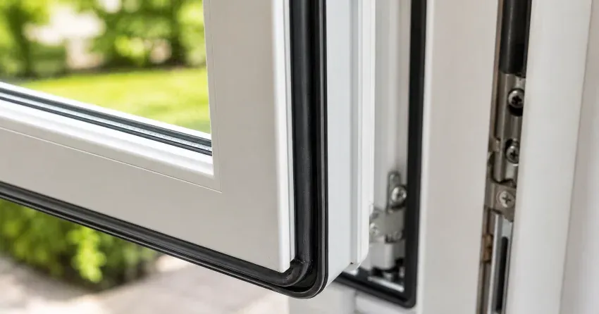 casement window cranked fully open in a Orono home