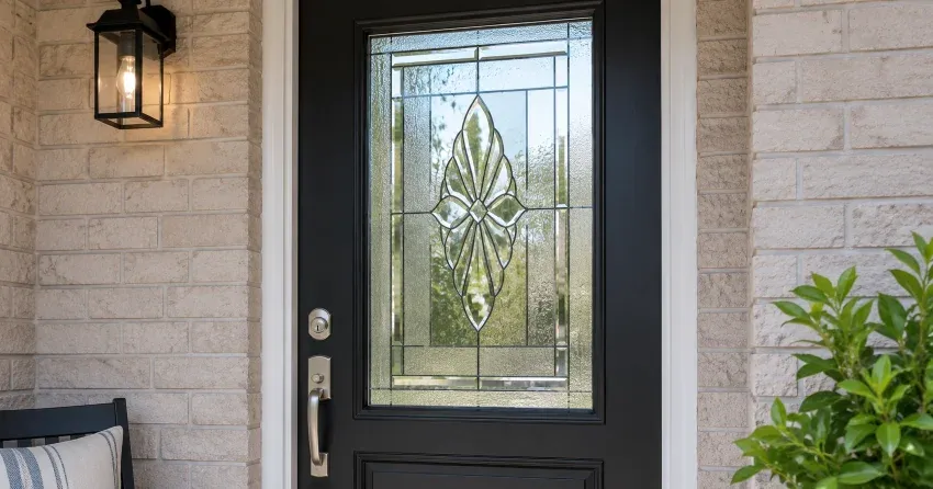 technician replacing a cracked decorative glass panel in Orono