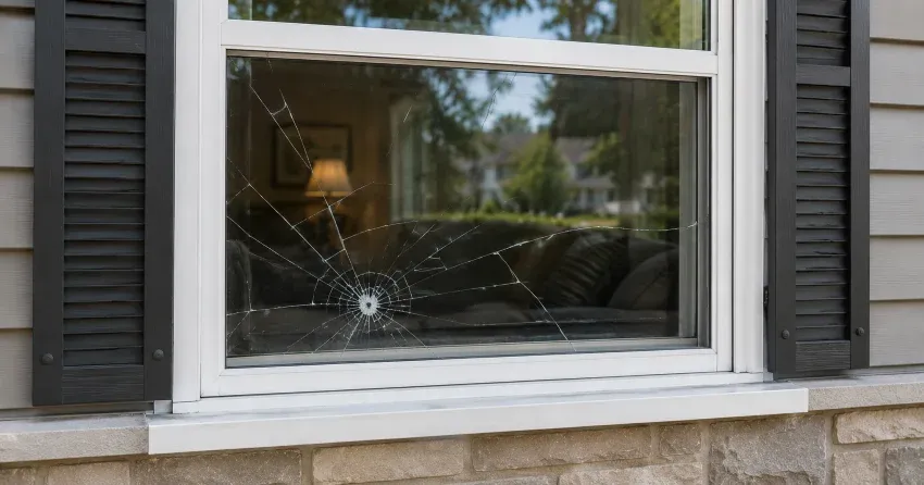 technician measuring window opening for emergency glass replacement Orono