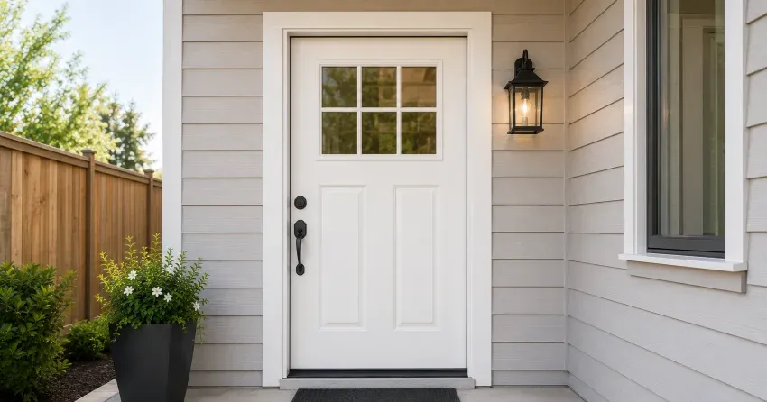 technician installing exterior door frame in Orono