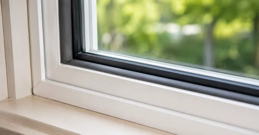 technician inspecting window weatherstripping for drafty window repair Orono